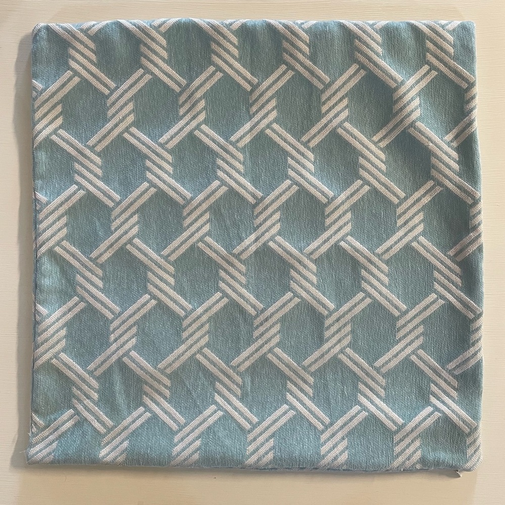 19x19 aqua blue and cream rope pillow cover - Picture 1 of 7